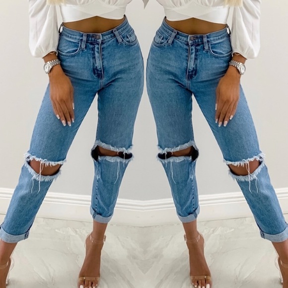 . OOTDFASH Steven High Waist Distressed Denim Jeans - Picture 5 of 16